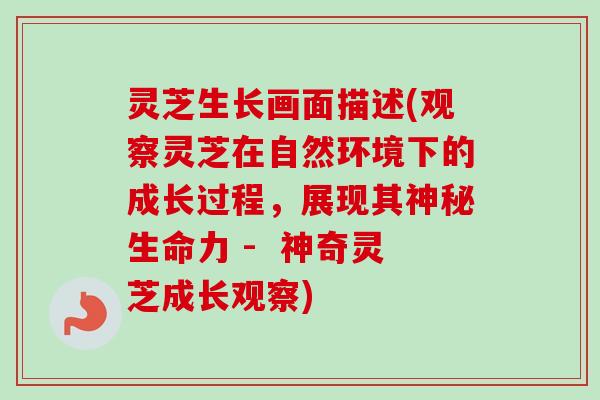 灵芝生长画面描述(观察灵芝在自然环境下的成长过程，展现其神秘生命力 -  神奇灵芝成长观察)