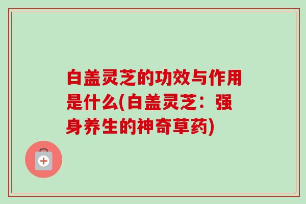 白盖灵芝的功效与作用是什么(白盖灵芝:强身养生的神奇草药) 白盖灵芝的功效与作用是什么(白盖灵芝:强身养生的神奇草药)