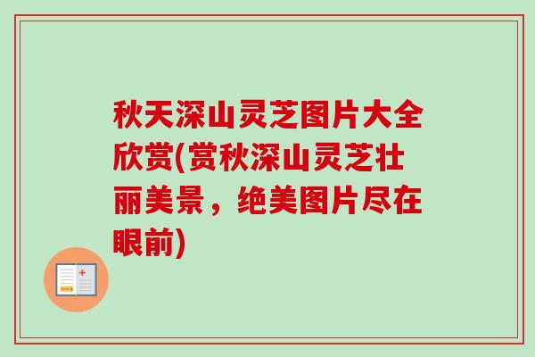 秋天深山灵芝图片大全欣赏(赏秋深山灵芝壮丽美景，绝美图片尽在眼前)