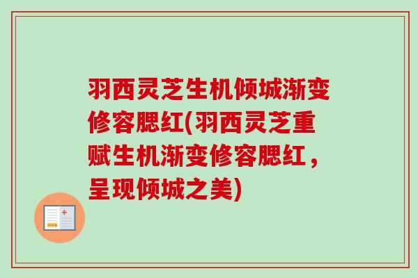 羽西灵芝生机倾城渐变修容腮红(羽西灵芝重赋生机渐变修容腮红，呈现倾城之美)