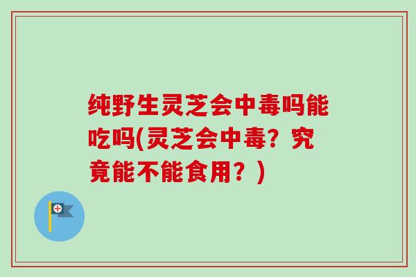 纯野生灵芝会中毒吗能吃吗(灵芝会中毒？究竟能不能食用？)