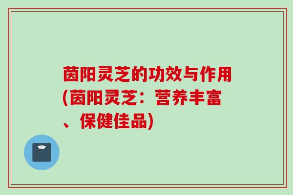 茵阳灵芝的功效与作用(茵阳灵芝：营养丰富、保健佳品)