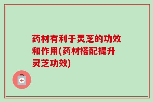药材有利于灵芝的功效和作用(药材搭配提升灵芝功效)
