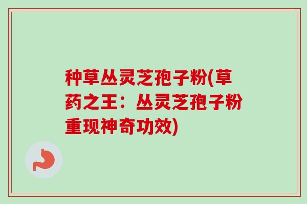 种草丛灵芝孢子粉(草药之王：丛灵芝孢子粉重现神奇功效)