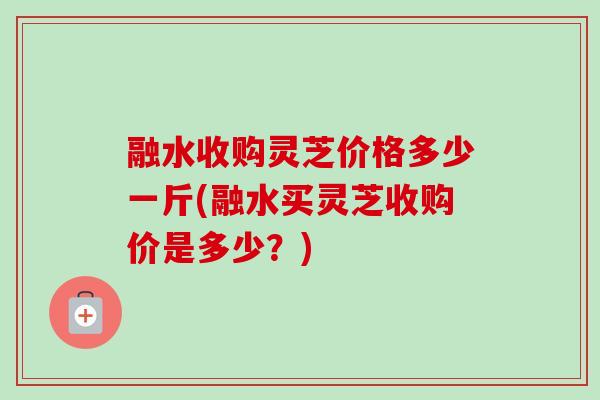 融水收购灵芝价格多少一斤(融水买灵芝收购价是多少？)