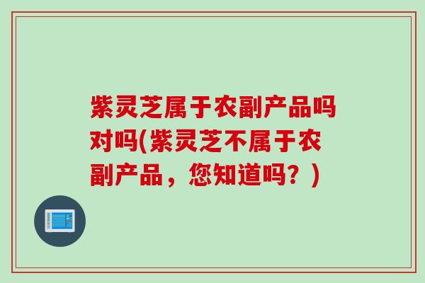 紫灵芝属于农副产品吗对吗(紫灵芝不属于农副产品，您知道吗？)