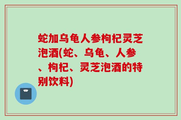 蛇加乌龟人参枸杞灵芝泡酒(蛇、乌龟、人参、枸杞、灵芝泡酒的特别饮料)
