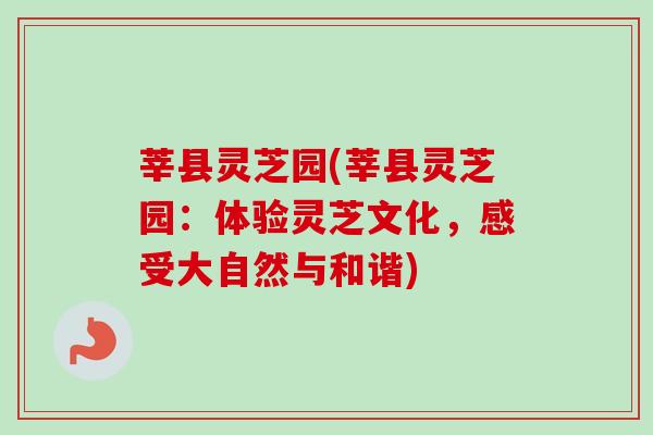 莘县灵芝园(莘县灵芝园:体验灵芝文化,感受大自然与和谐) 莘县灵芝园(莘县灵芝园:体验灵芝文化,感受大自然与和谐)
