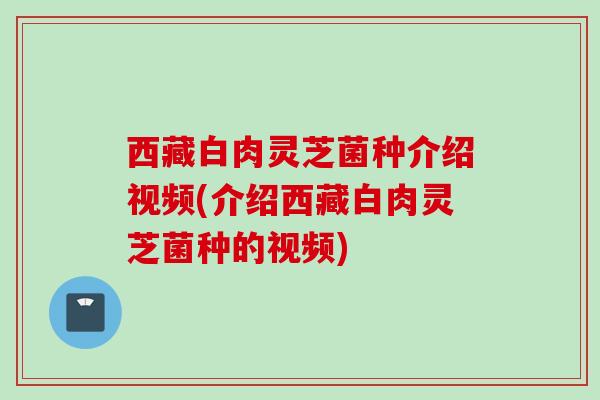 西藏白肉灵芝菌种介绍视频(介绍西藏白肉灵芝菌种的视频)