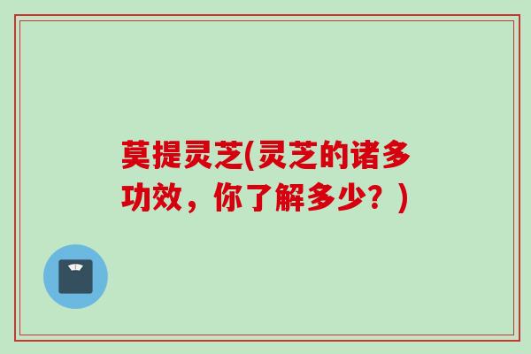 莫提灵芝(灵芝的诸多功效，你了解多少？)