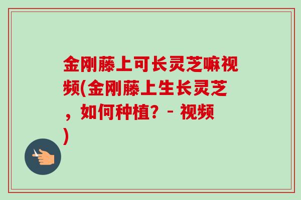 金刚藤上可长灵芝嘛视频(金刚藤上生长灵芝，如何种植？- 视频)