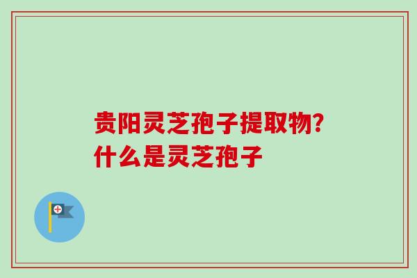 贵阳灵芝孢子提取物？什么是灵芝孢子