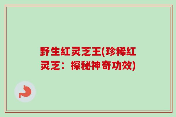 野生红灵芝王(珍稀红灵芝：探秘神奇功效)