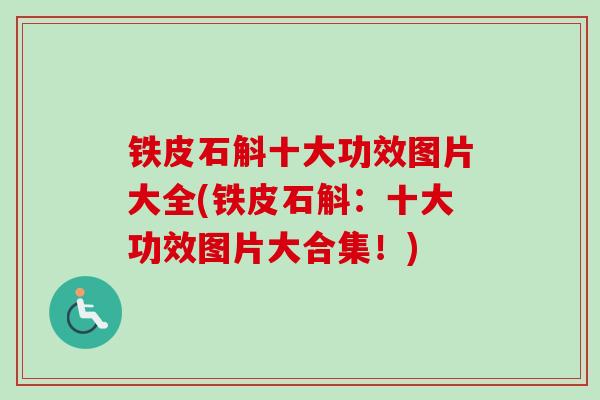 铁皮石斛十大功效图片大全(铁皮石斛：十大功效图片大合集！)