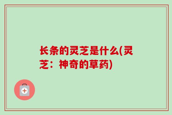 长条的灵芝是什么(灵芝：神奇的草药)