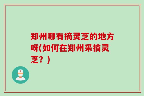 郑州哪有摘灵芝的地方呀(如何在郑州采摘灵芝？)