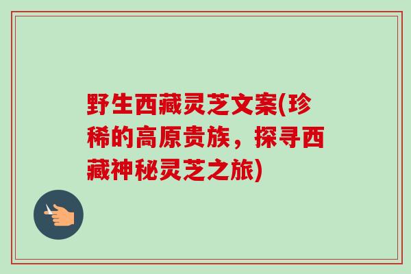 野生西藏灵芝文案(珍稀的高原贵族，探寻西藏神秘灵芝之旅)