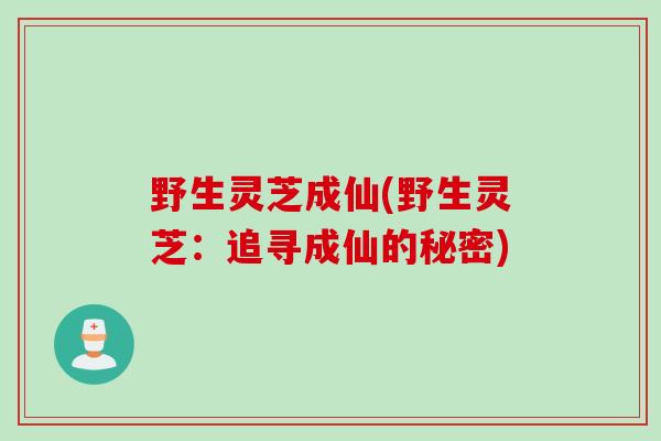 野生灵芝成仙(野生灵芝：追寻成仙的秘密)