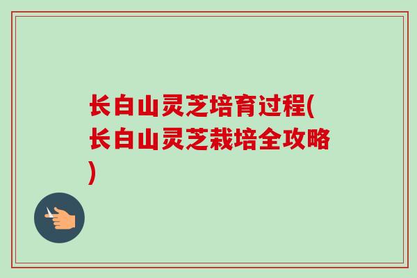 长白山灵芝培育过程(长白山灵芝栽培全攻略)