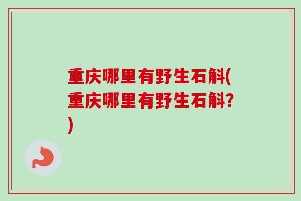 重庆哪里有野生石斛(重庆哪里有野生石斛？)