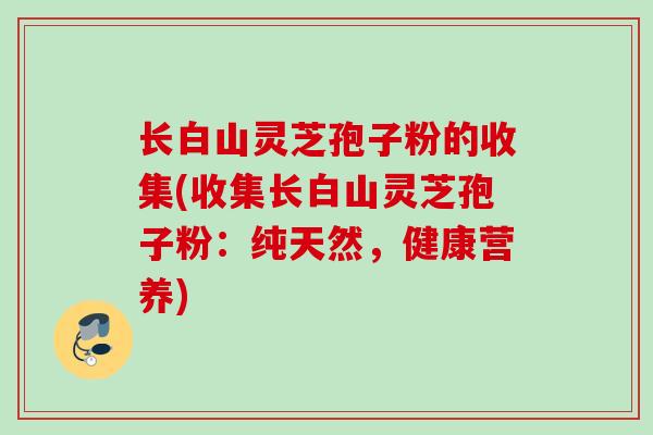 长白山灵芝孢子粉的收集(收集长白山灵芝孢子粉：纯天然，健康营养)