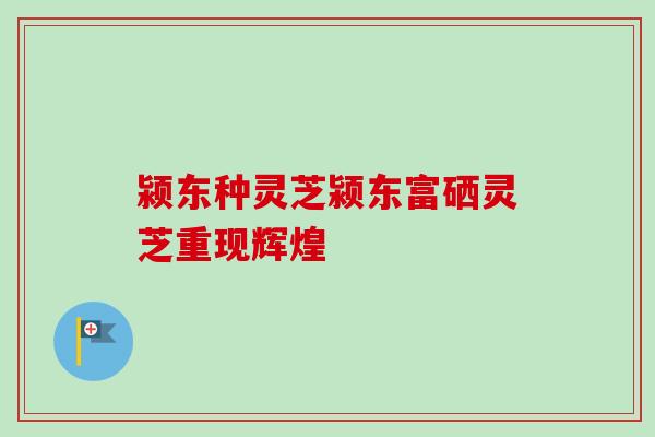 颍东种灵芝颍东富硒灵芝重现辉煌