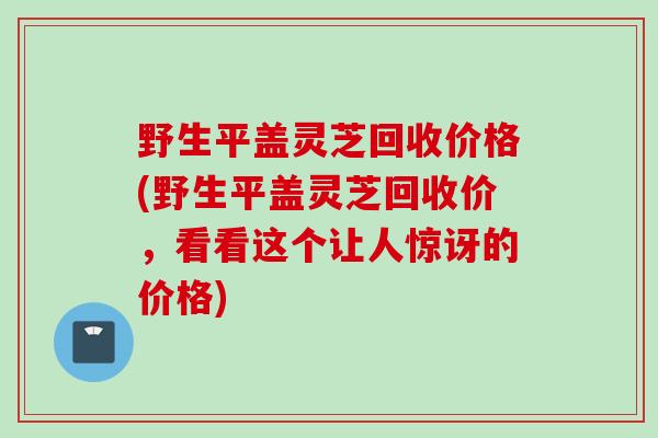 野生平盖灵芝回收价格(野生平盖灵芝回收价，看看这个让人惊讶的价格)