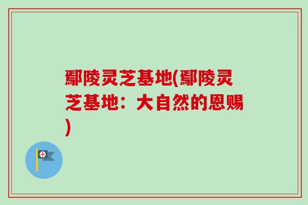 鄢陵灵芝基地(鄢陵灵芝基地：大自然的恩赐)