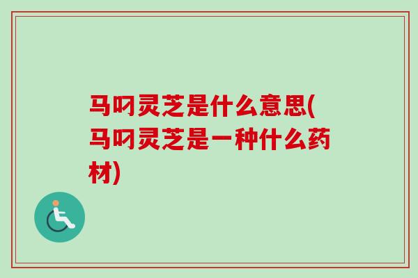 马叼灵芝是什么意思(马叼灵芝是一种什么药材)