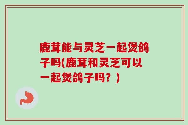 鹿茸能与灵芝一起煲鸽子吗(鹿茸和灵芝可以一起煲鸽子吗？)