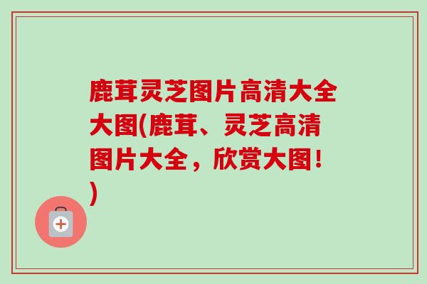 鹿茸灵芝图片高清大全大图(鹿茸、灵芝高清图片大全，欣赏大图！)