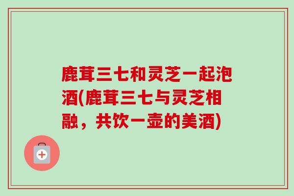 鹿茸三七和灵芝一起泡酒(鹿茸三七与灵芝相融，共饮一壶的美酒)