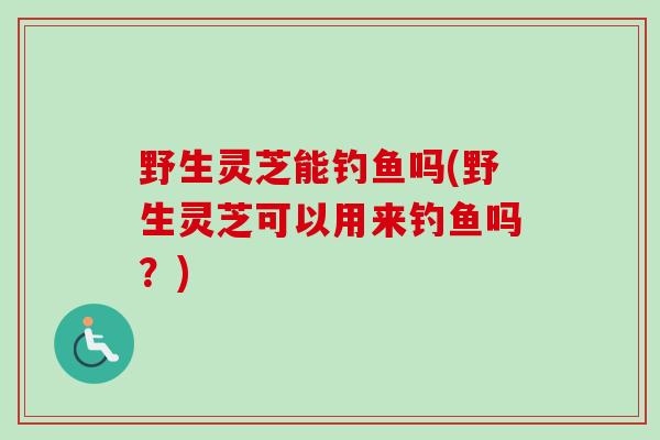 野生灵芝能钓鱼吗(野生灵芝可以用来钓鱼吗？)