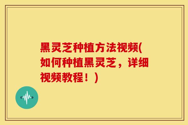 黑灵芝种植方法视频(如何种植黑灵芝，详细视频教程！)