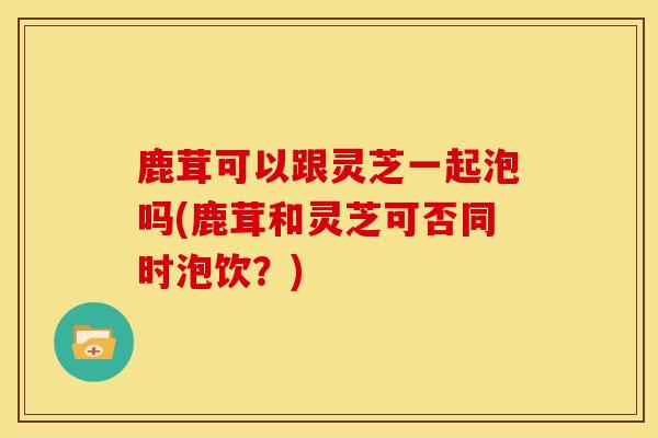 鹿茸可以跟灵芝一起泡吗(鹿茸和灵芝可否同时泡饮？)