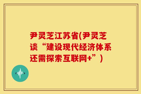 尹灵芝江苏省(尹灵芝谈“建设现代经济体系还需探索互联网+”)
