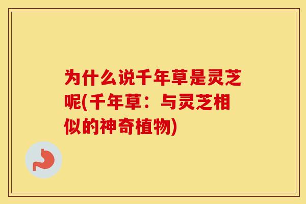 为什么说千年草是灵芝呢(千年草:与灵芝相似的神奇植物) 为什么说千年草是灵芝呢(千年草:与灵芝相似的神奇植物)