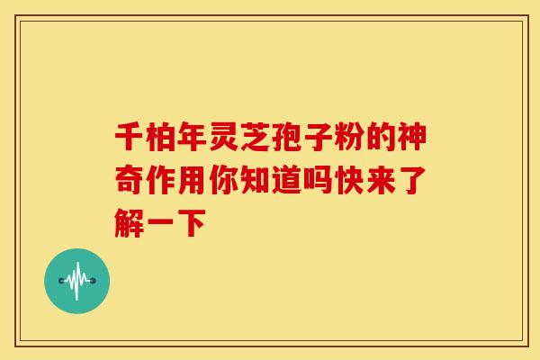 千柏年灵芝孢子粉的神奇作用你知道吗快来了解一下