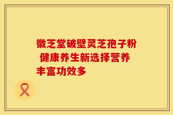 徽芝堂破壁灵芝孢子粉 健康养生新选择营养丰富功效多